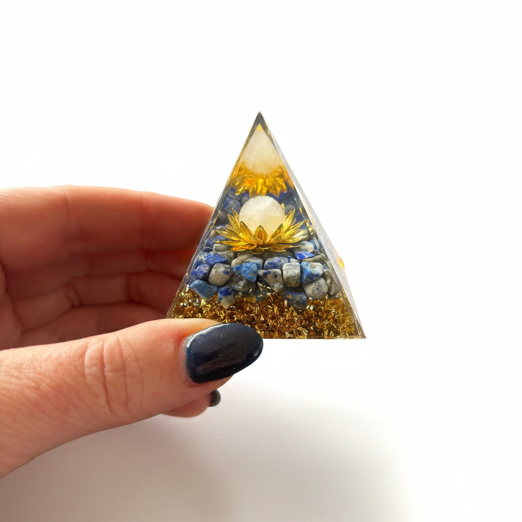 Lapis Lazuli Chip Clear Quartz Sphere Pyramid