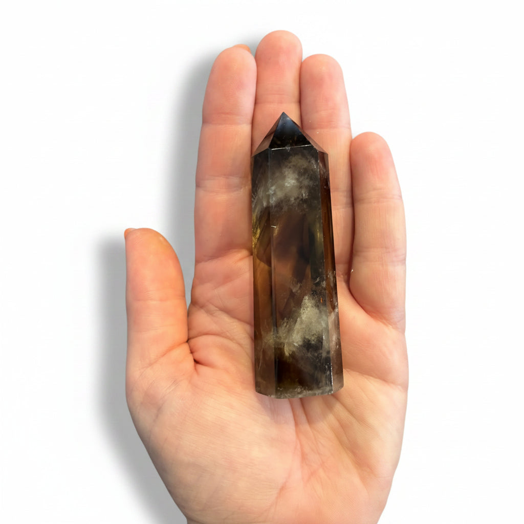89mm Citrine & Smokey Quartz Point
