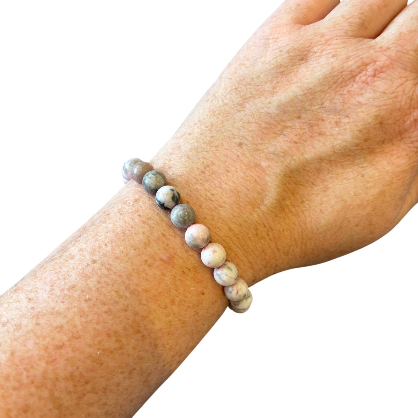 8mm Pink Zebra Jasper Bracelet