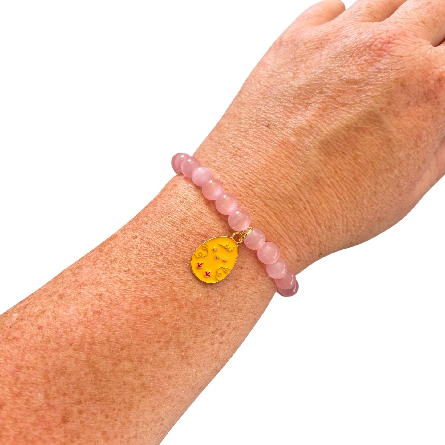 8mm Easter Pink Cats Eye Bracelet
