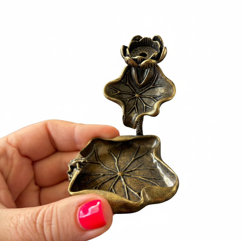 Brass Lotus leaf Backflow Incense Burner