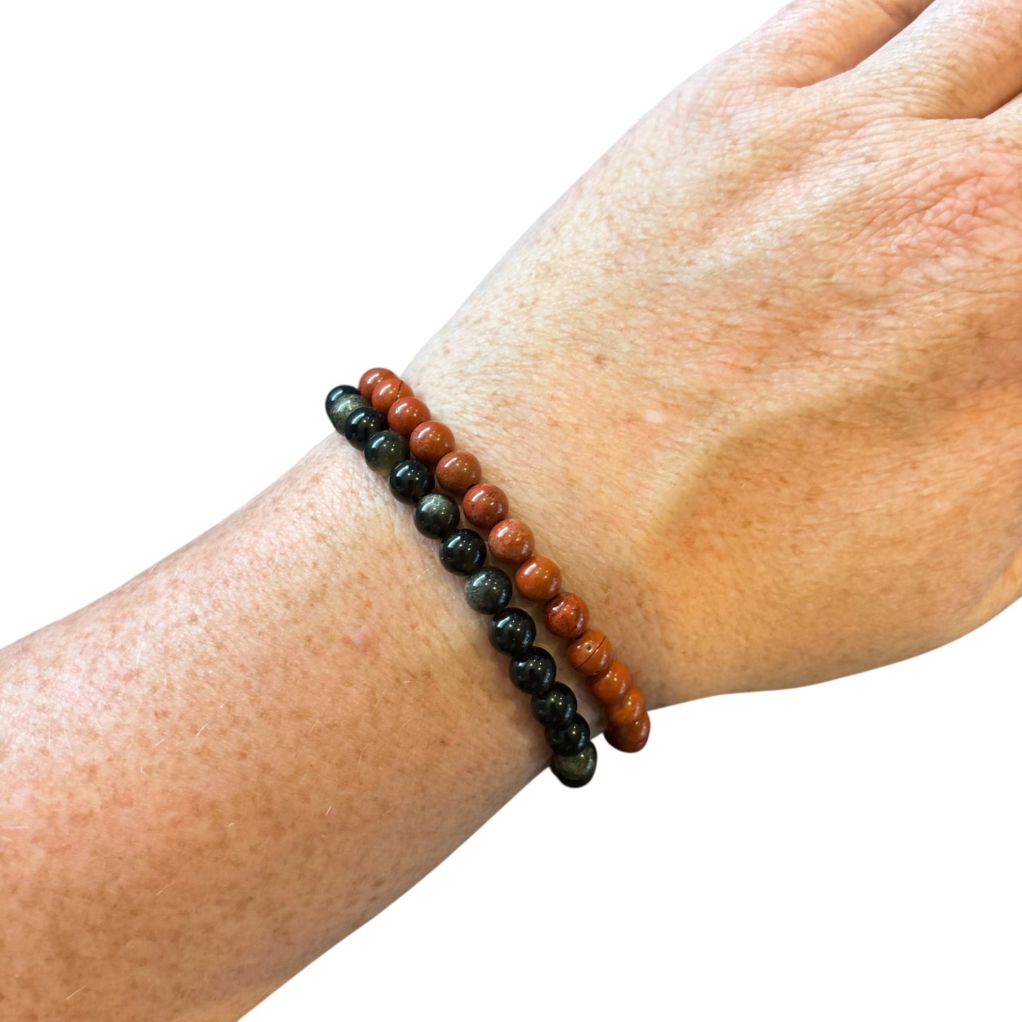 6mm Energy & Vitality Red Jasper&Golden Obsidian Bracelet Set