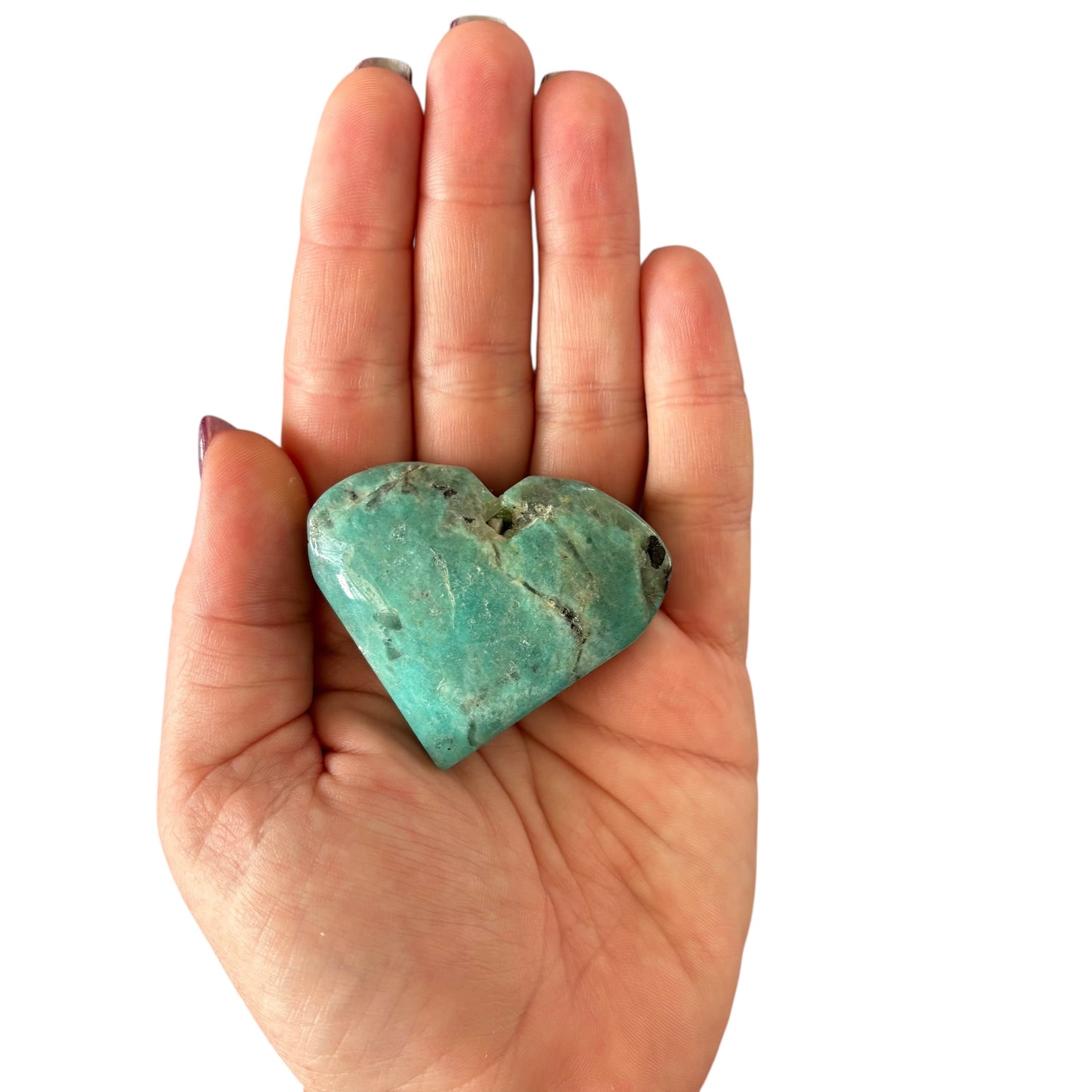 66g Amazonite with Smokey Quartz Heart