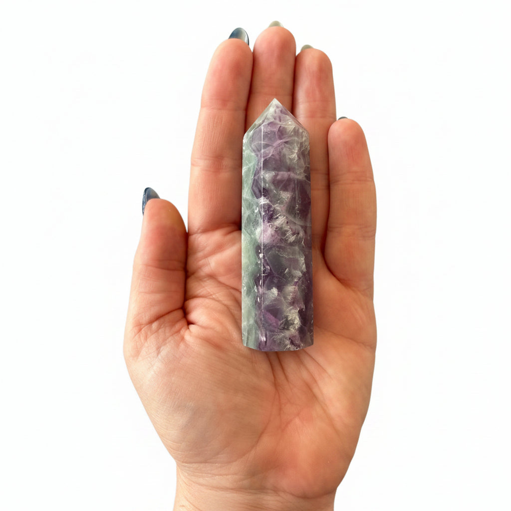 90mm Snowflake Fluorite Point