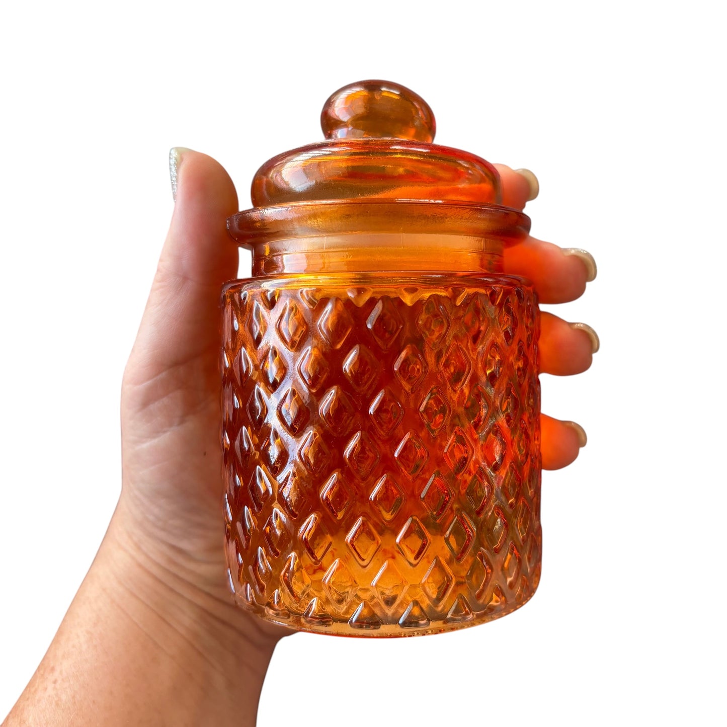 Orange Glass with Lid Jar