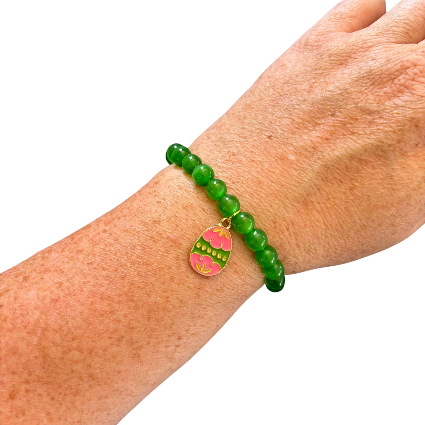 8mm Easter Green Cats Eye Bracelet