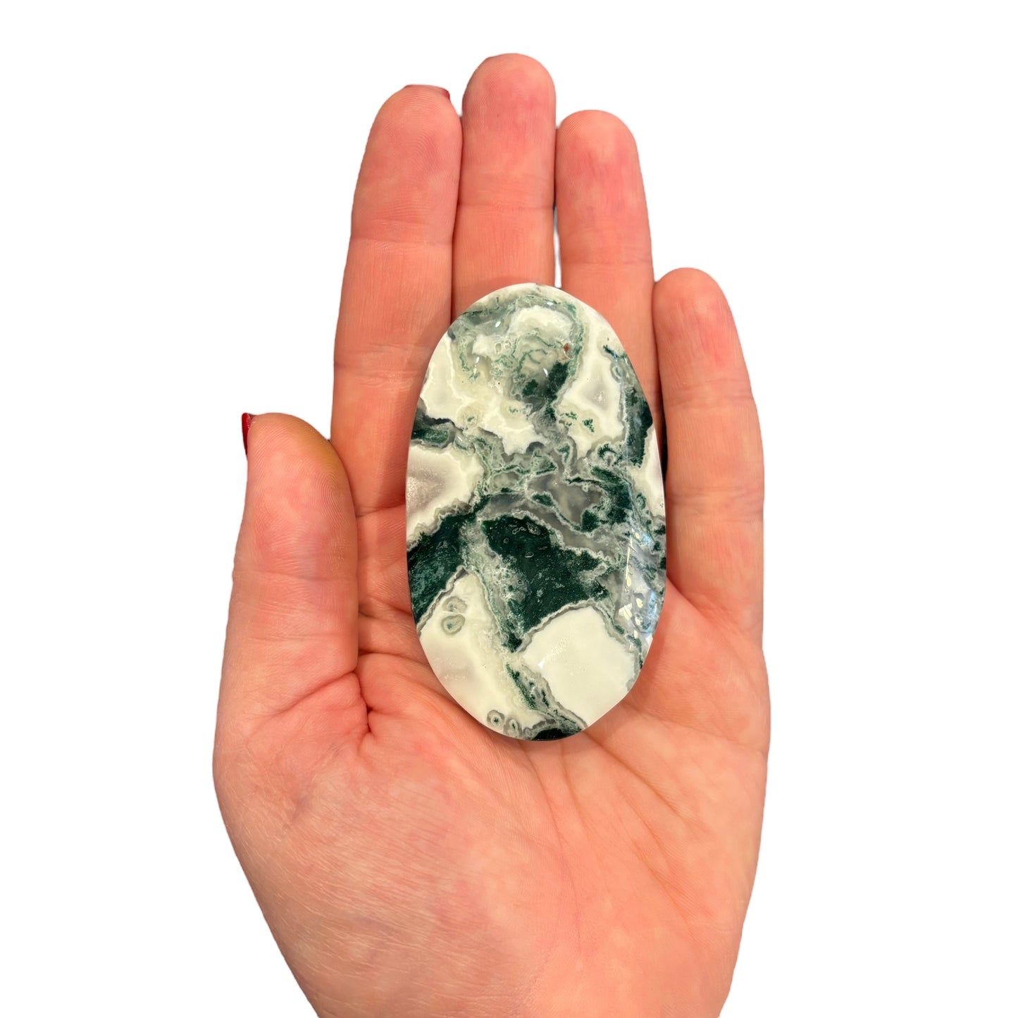 96g Moss Agate Palm Stone