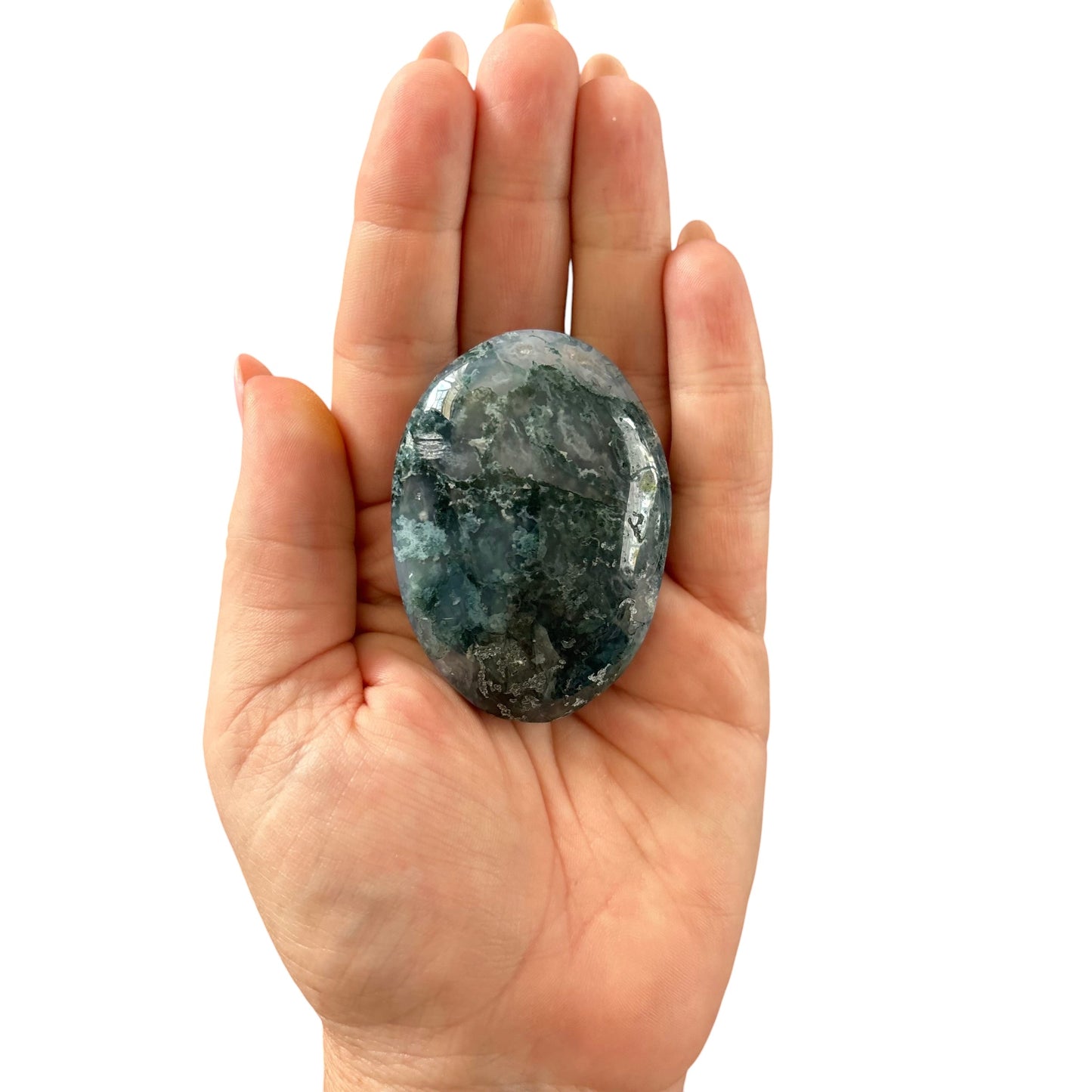 98g Moss Agate Palm Stone