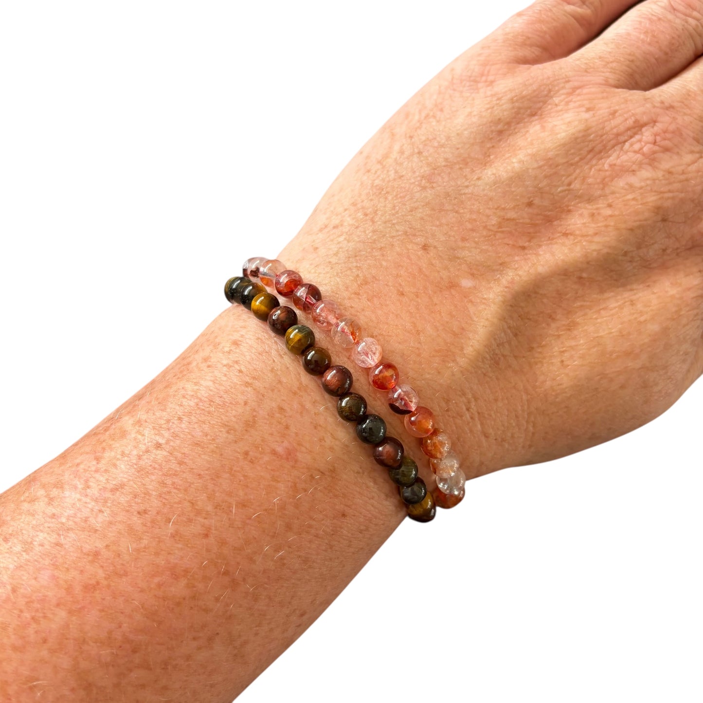6mm Aries Fire Quartz&Mixed Tiger Eye Bracelet Set