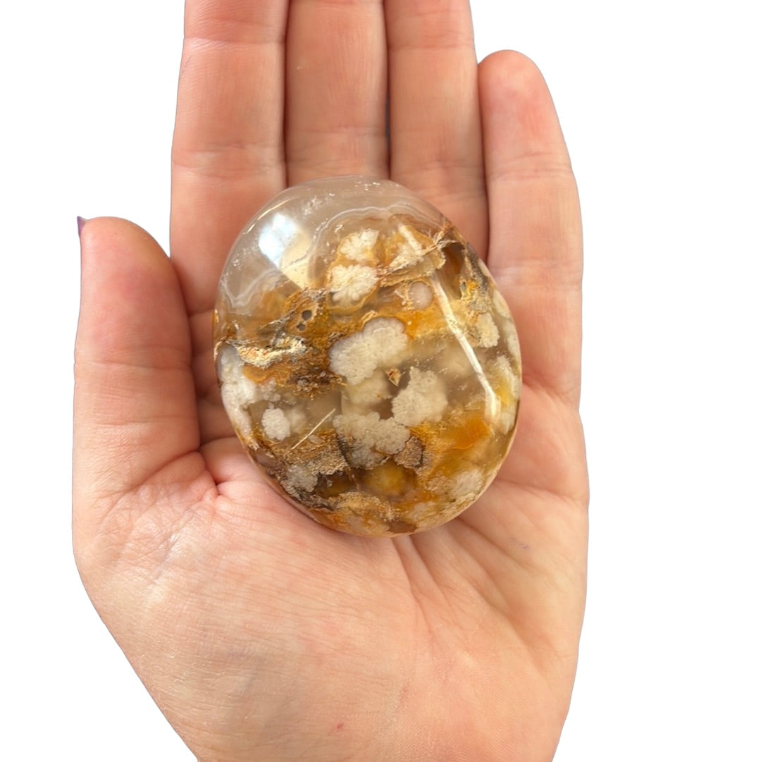 146g Flower Agate Palm Stone