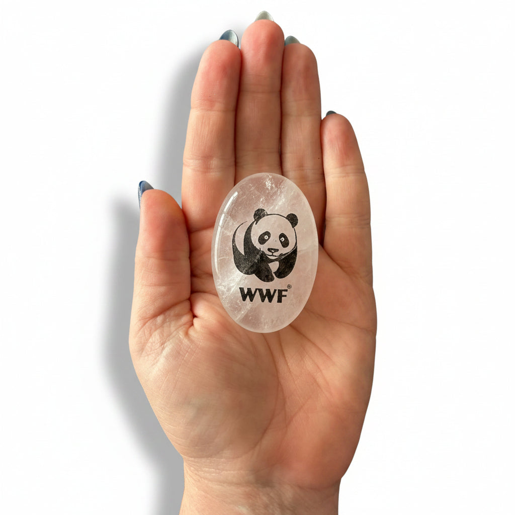 Clear Quartz Panda Palm Stone
