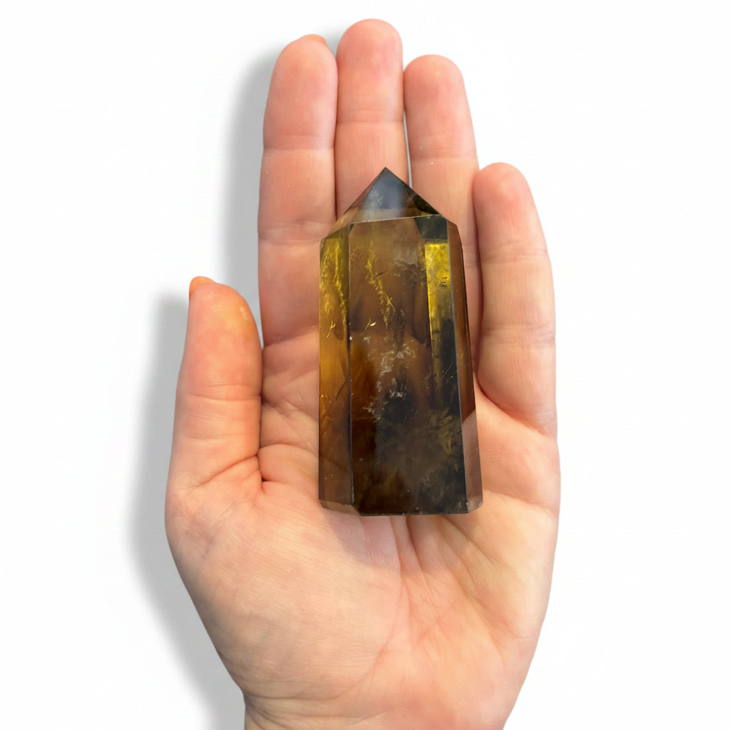 79mm Citrine & Smokey Quartz Point