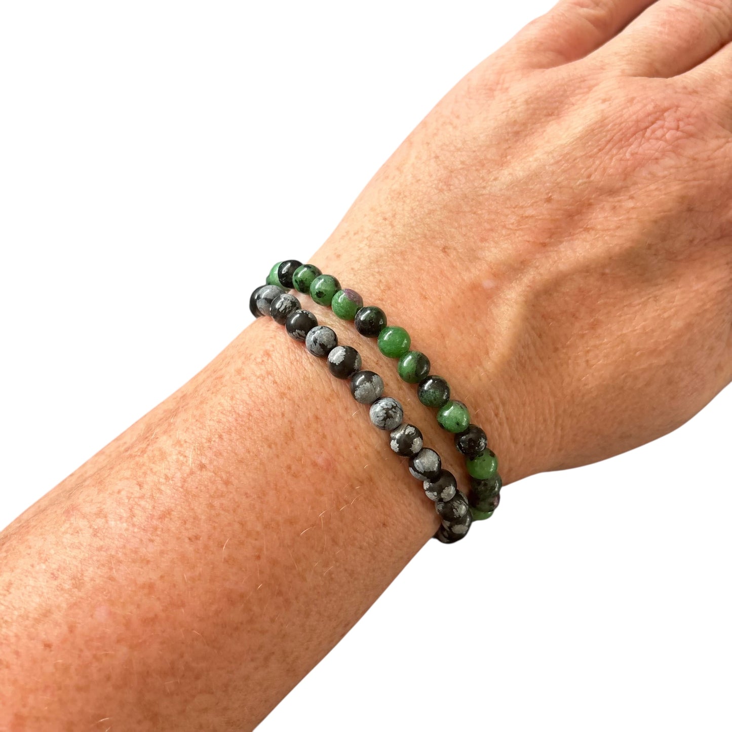 6mm Scorpio Snowflake Obsidian&Ruby Zoisite Bracelet Set