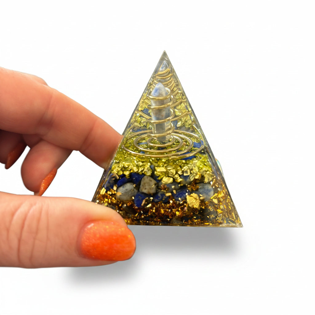 50mm Lapis Lazuli Chips with Sodalite DT Resin Pyramid