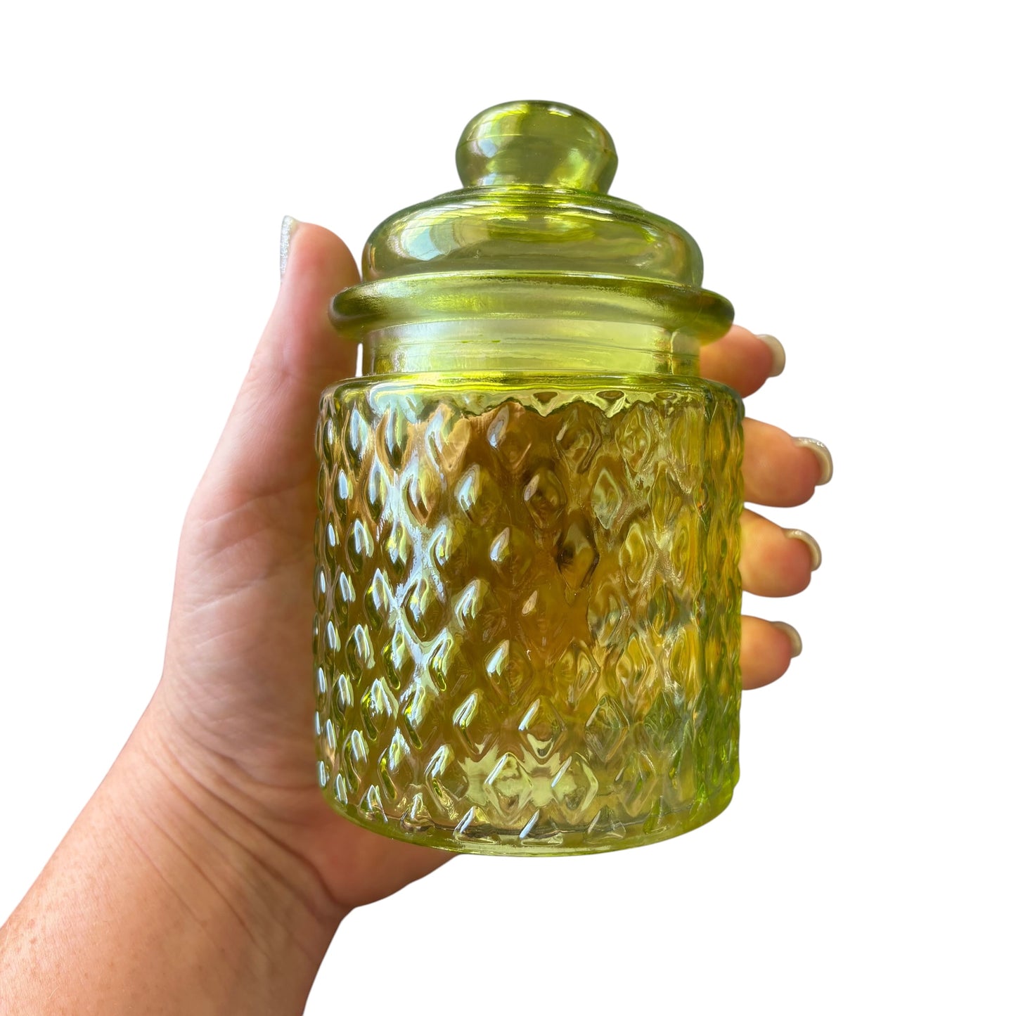 Green Glass with Lid Jar