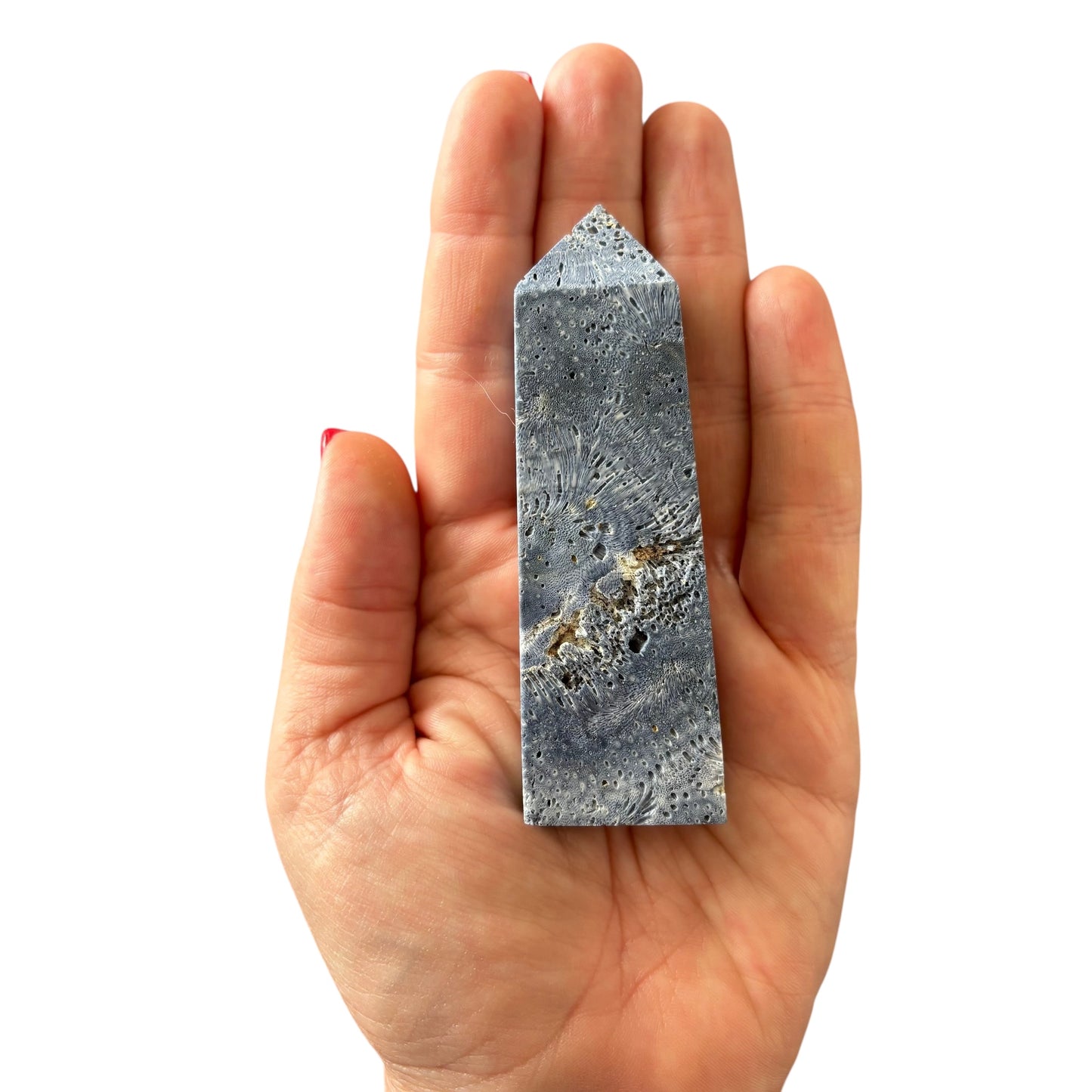 94mm Blue Coral Jade Fossill Point