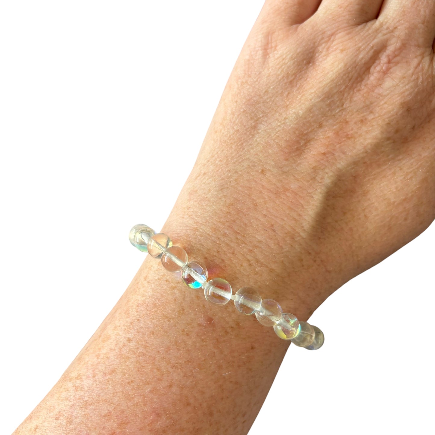 Rainbow Aura Smelting Quartz 8mm stretch bracelet