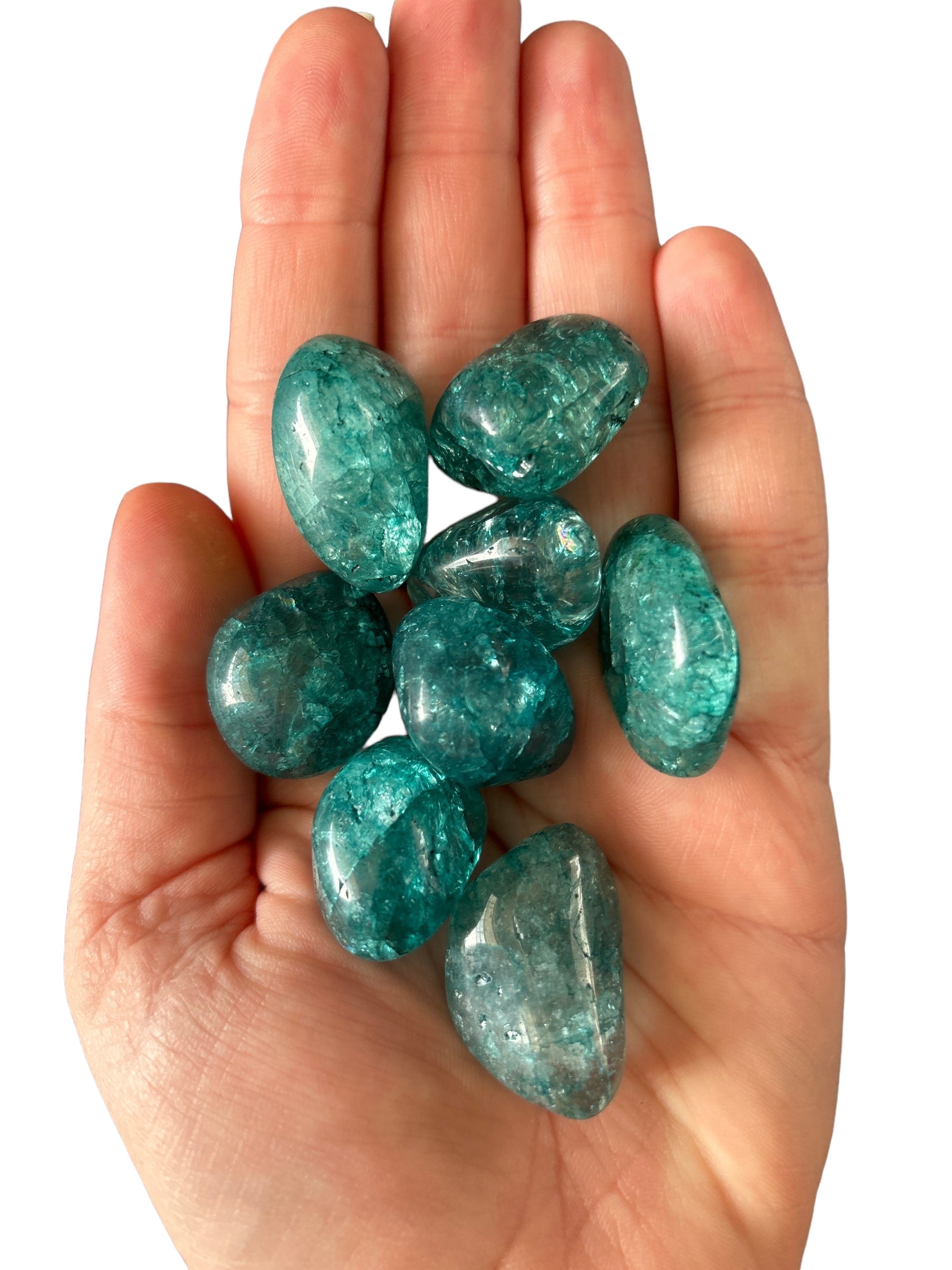 10-15g Dyed Green Crackle Quartz Tumble – The Crystal Basket