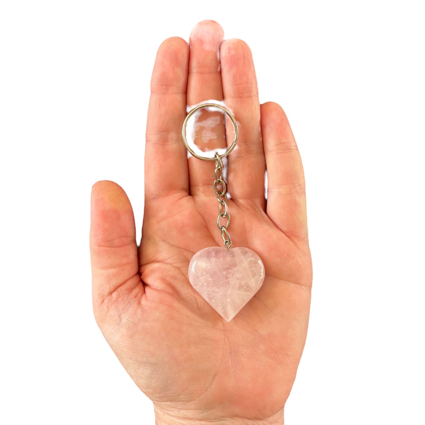 Rose Quartz Heart Keychain