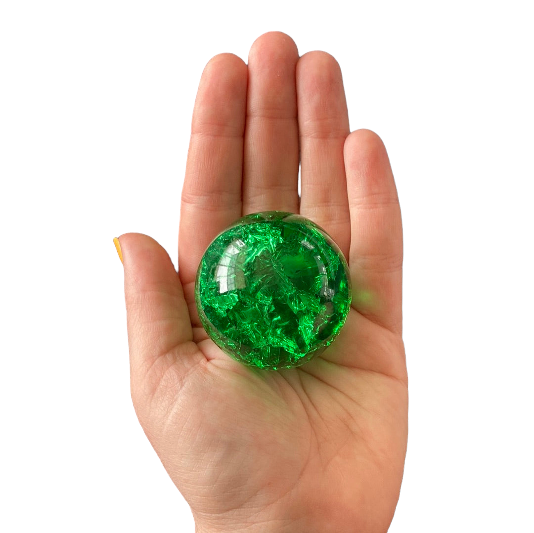 50mm Crackle Green Glass Sphere