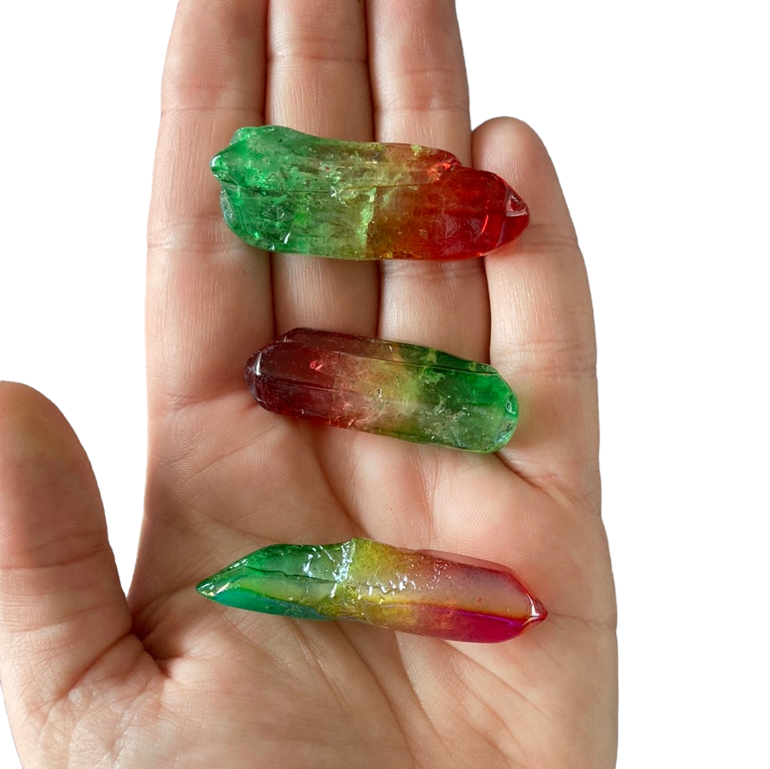 10-20g Red & Green Aura Quartz Shard