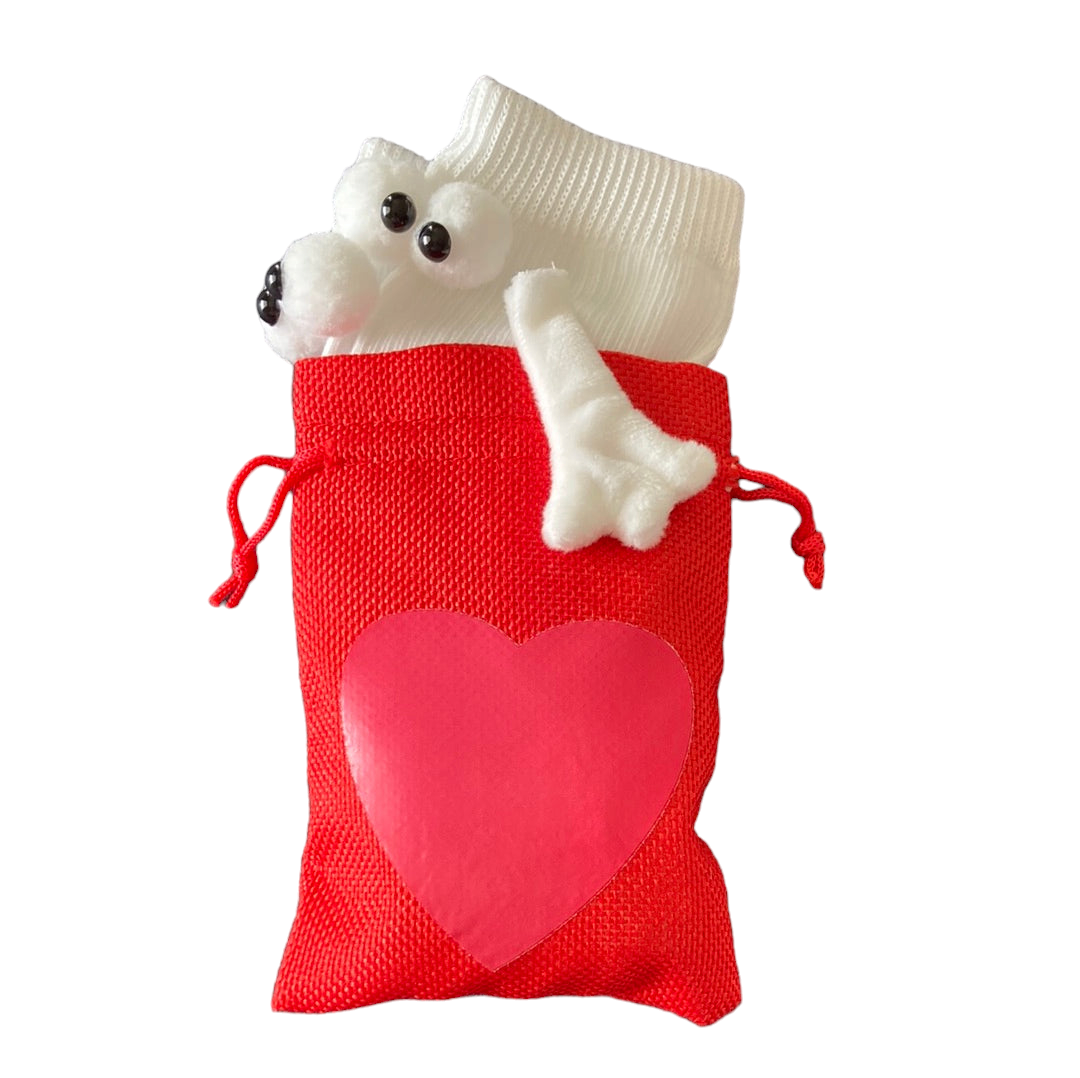 Googly Eyes Hand holding White Socks