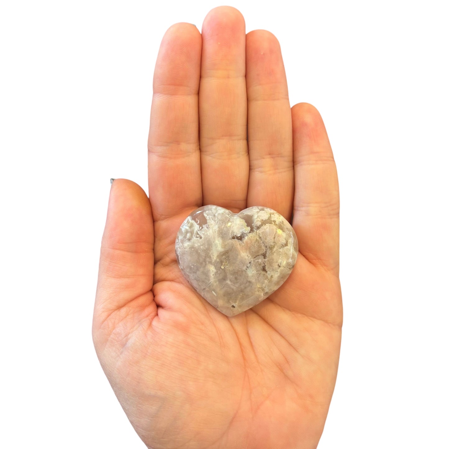 38g Flower Agate Heart