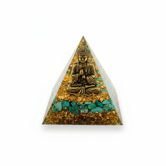 50mm Turquoise Chips with Buddha Resin Pyramid