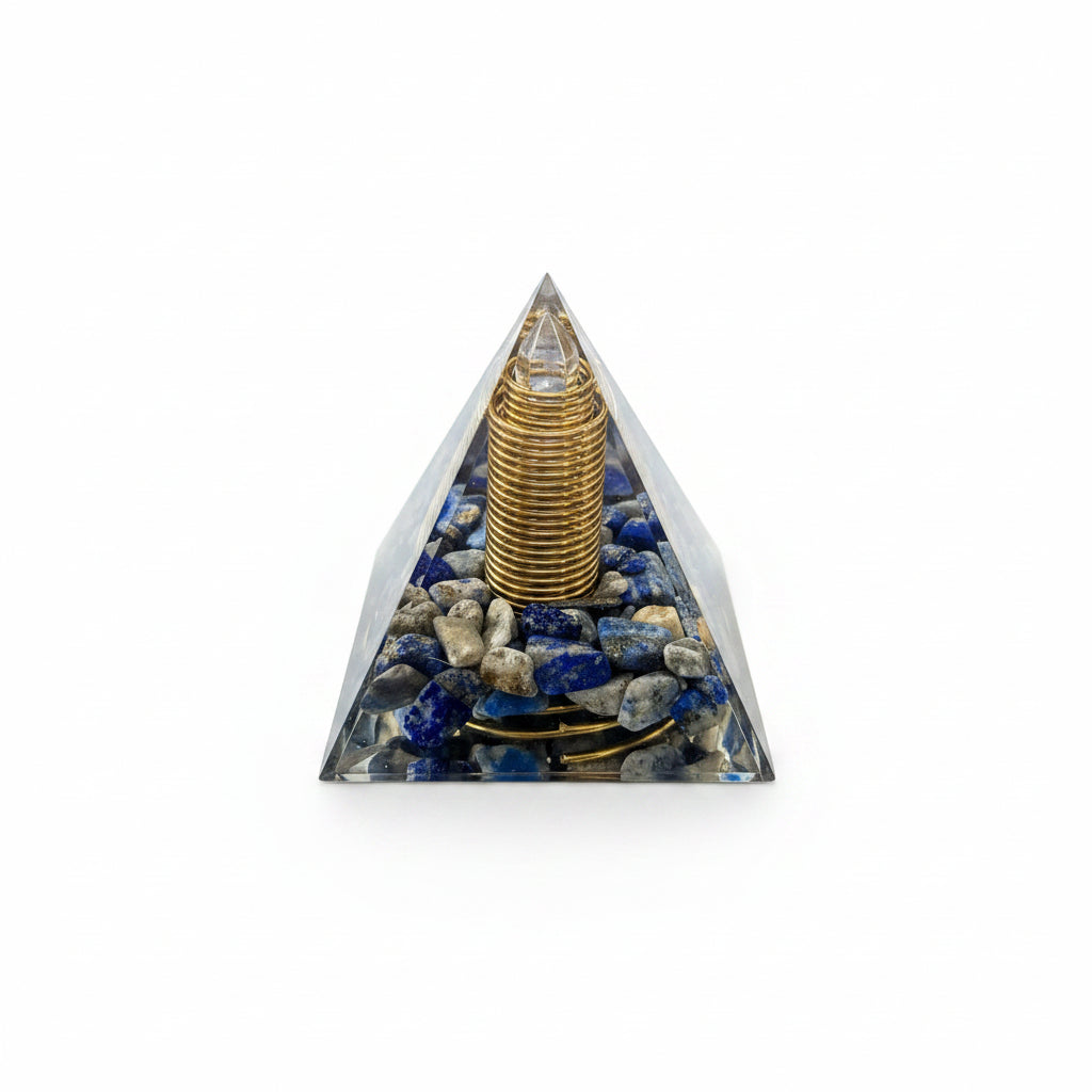 50mm Lapis Lazuli Chips with Gold Coil & Sodalite DT Resin Pyramid
