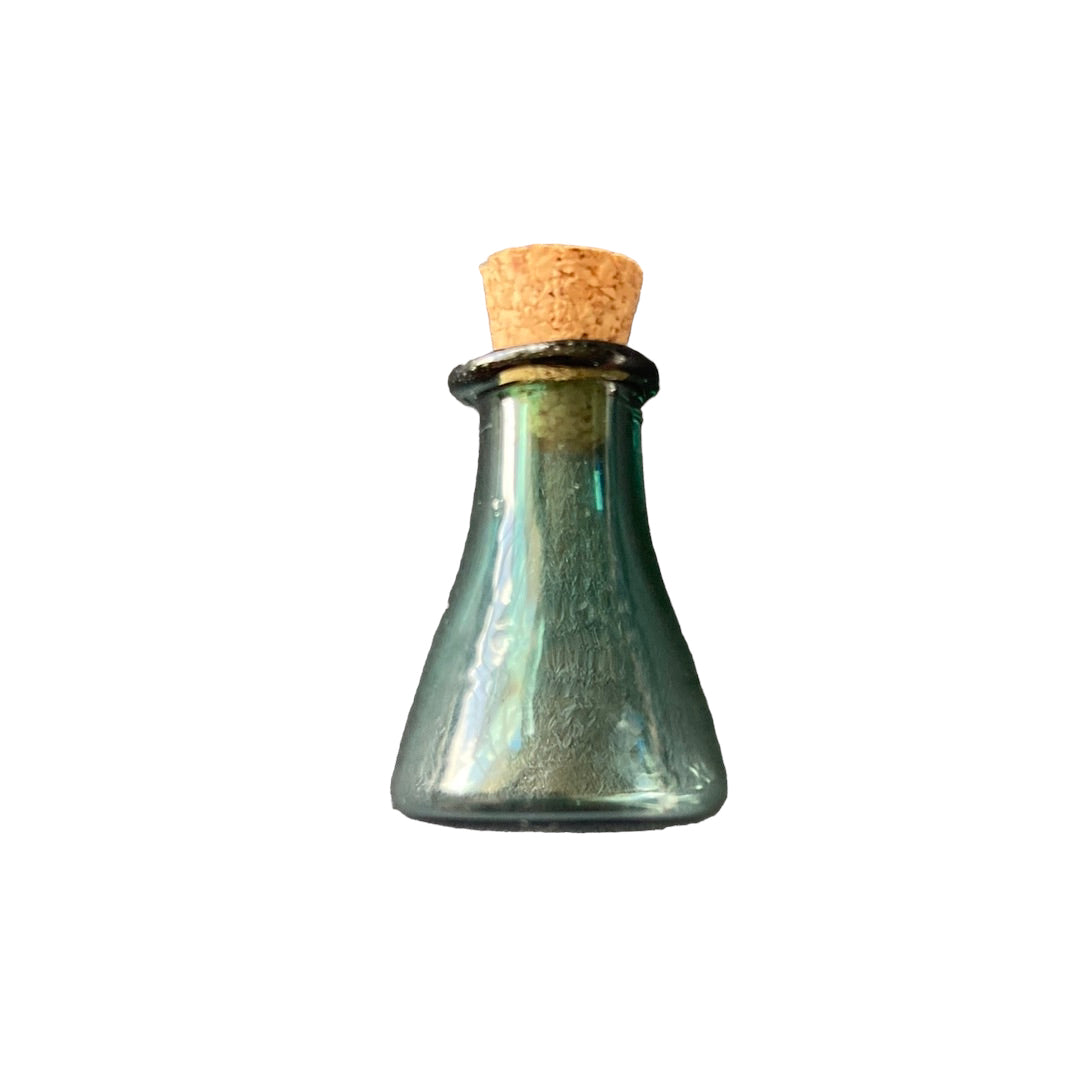 Dark Green Glass Flask Wish Bottle