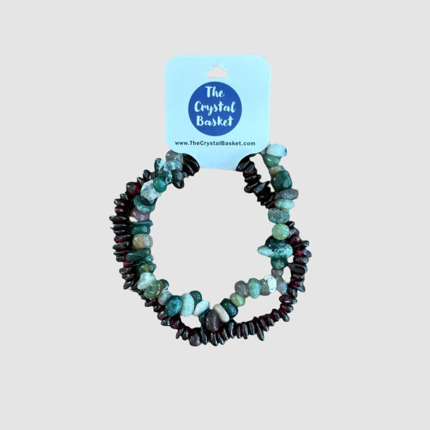 Bracelet Set of 2 Garnet & Moss Agate