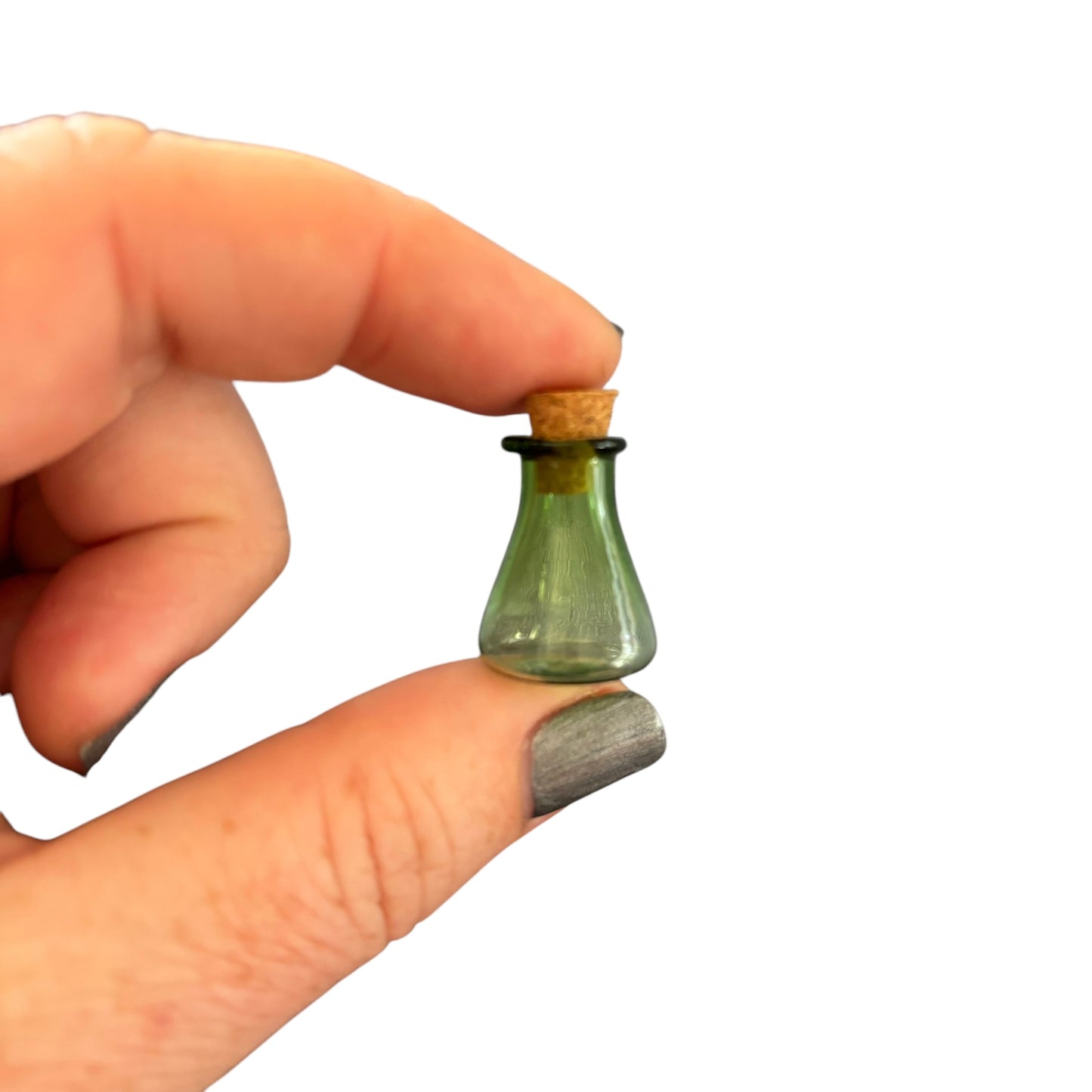 Green Mini Glass Flask Wish Bottle