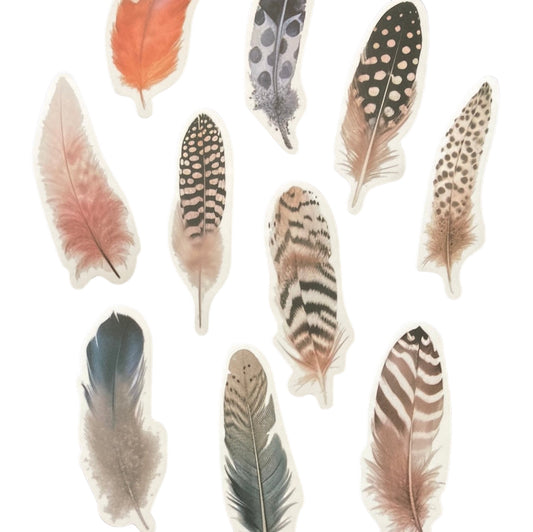 Colourful Feather 10pc Bag of Stickers
