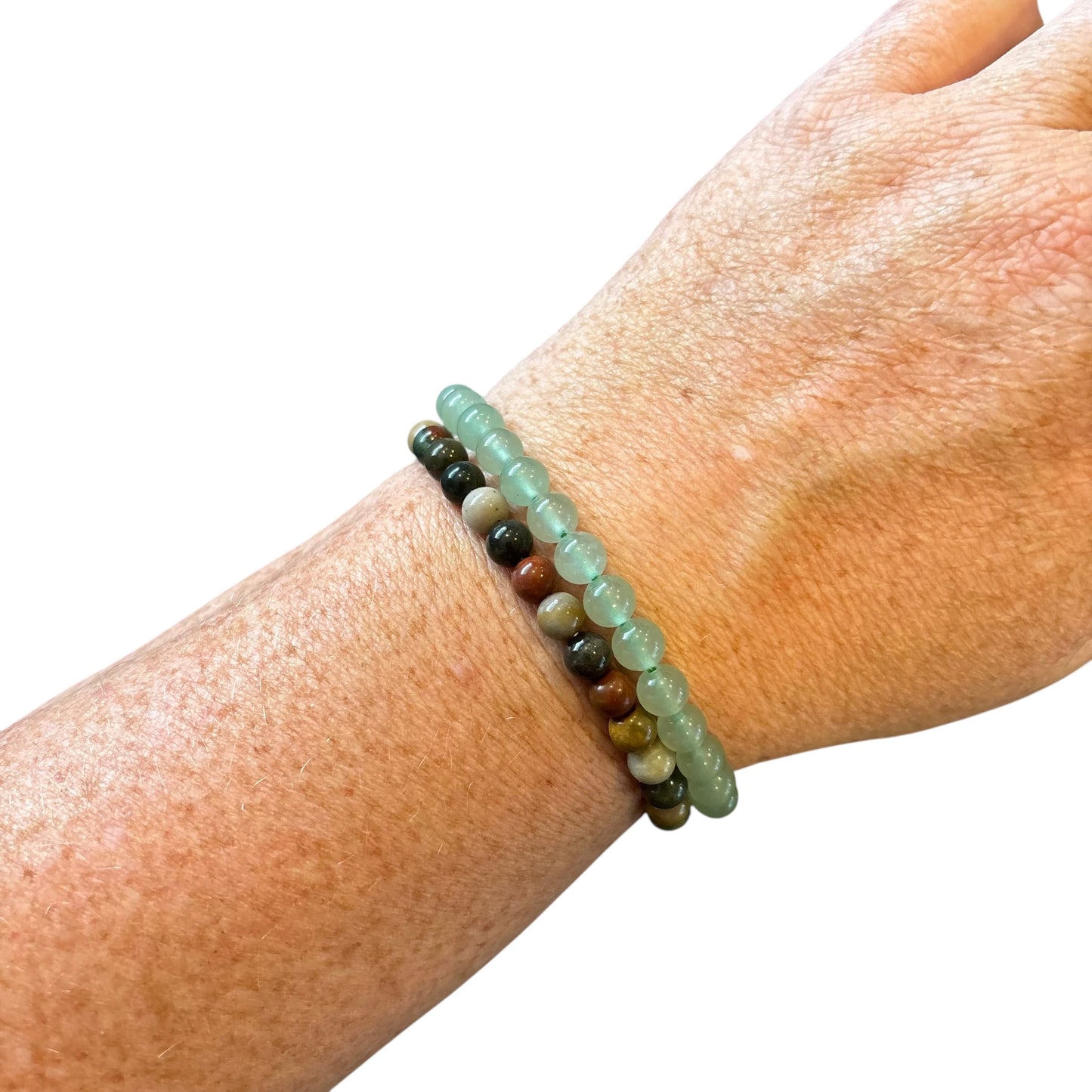 6mm Growth & Opportunity Aventurine&Indian Agate Bracelet Set