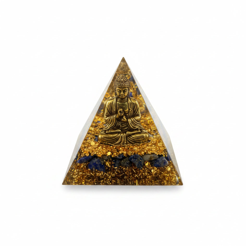 50mm Lapis Lazuli Chip with Buddha Resin Pyramid