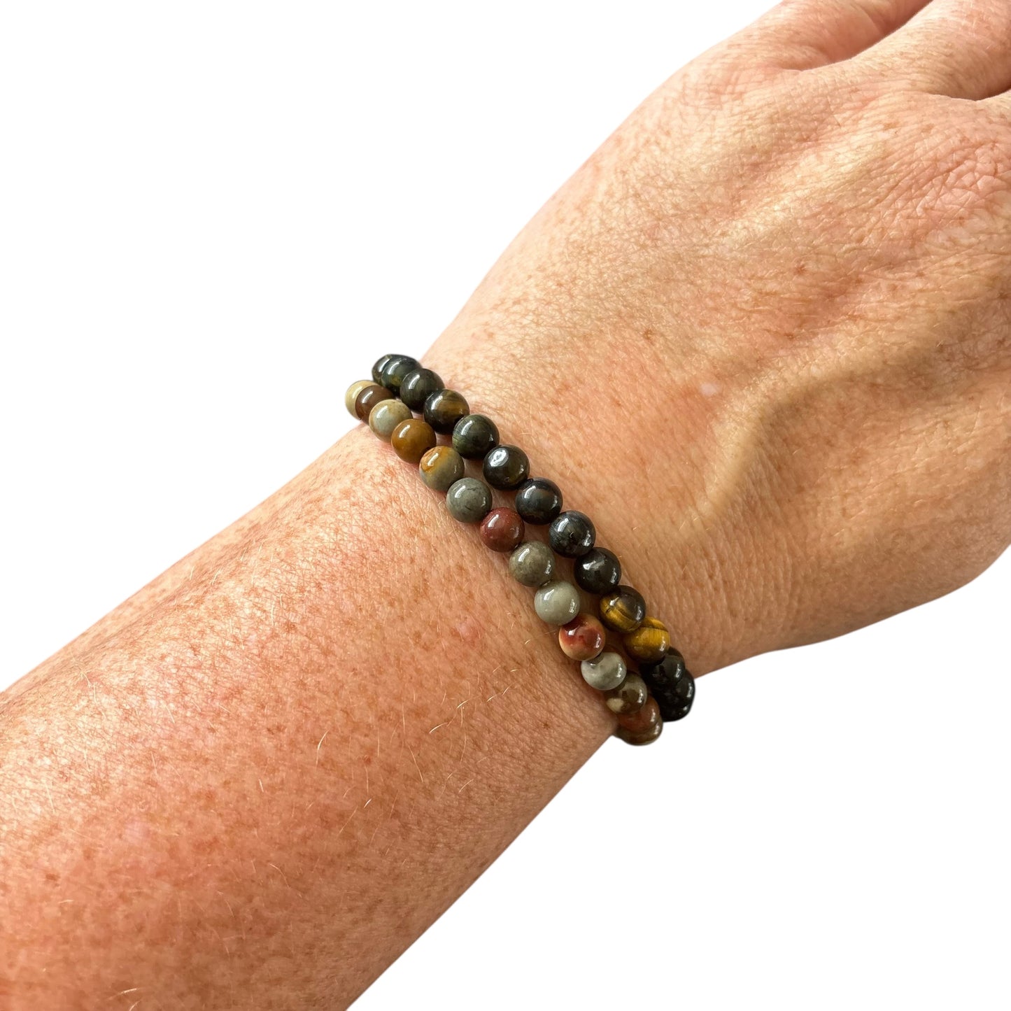 6mm Sagittarius Blue Tiger Eye&Indian Agate Bracelet Set