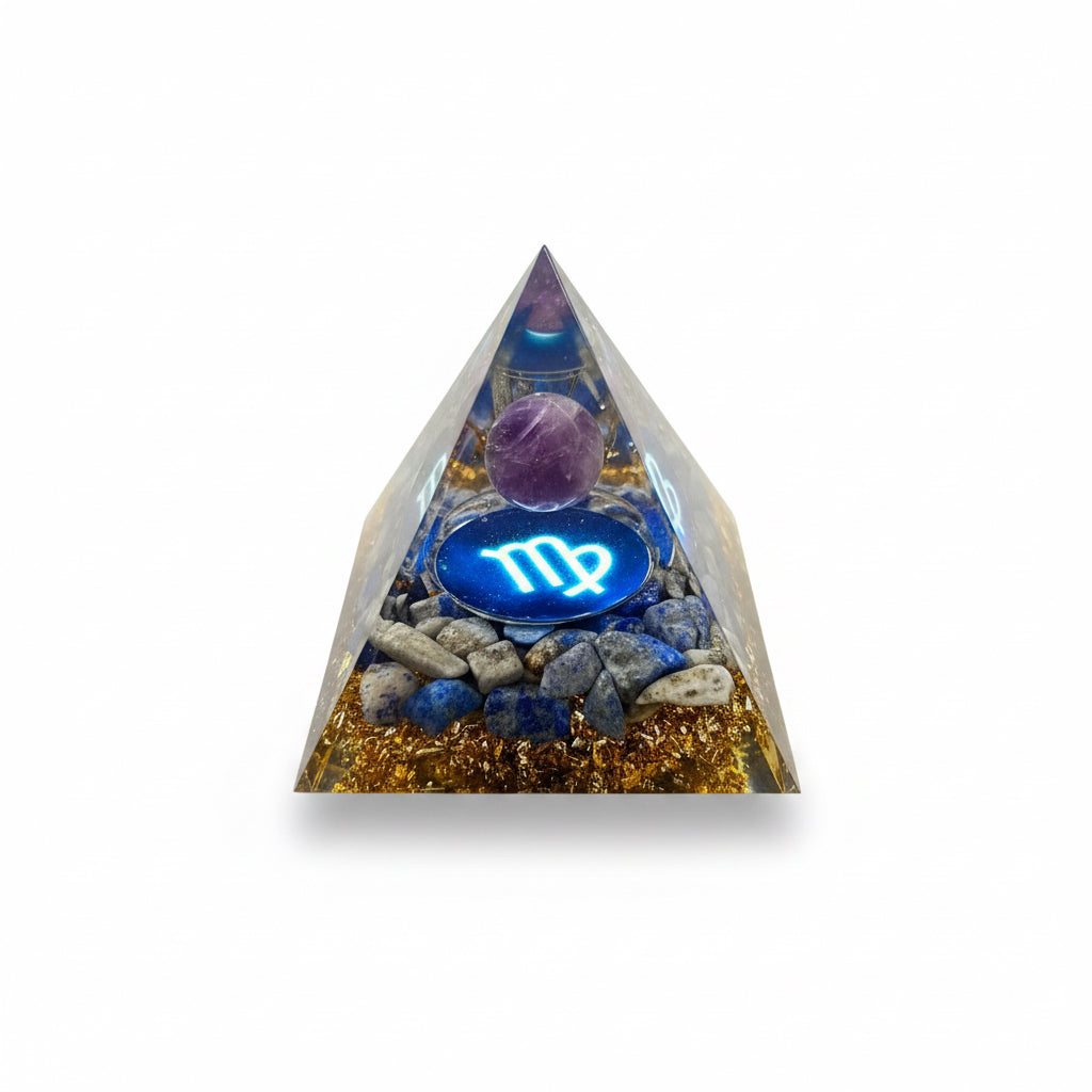 50mm Amethyst Virgo Resin Pyramid