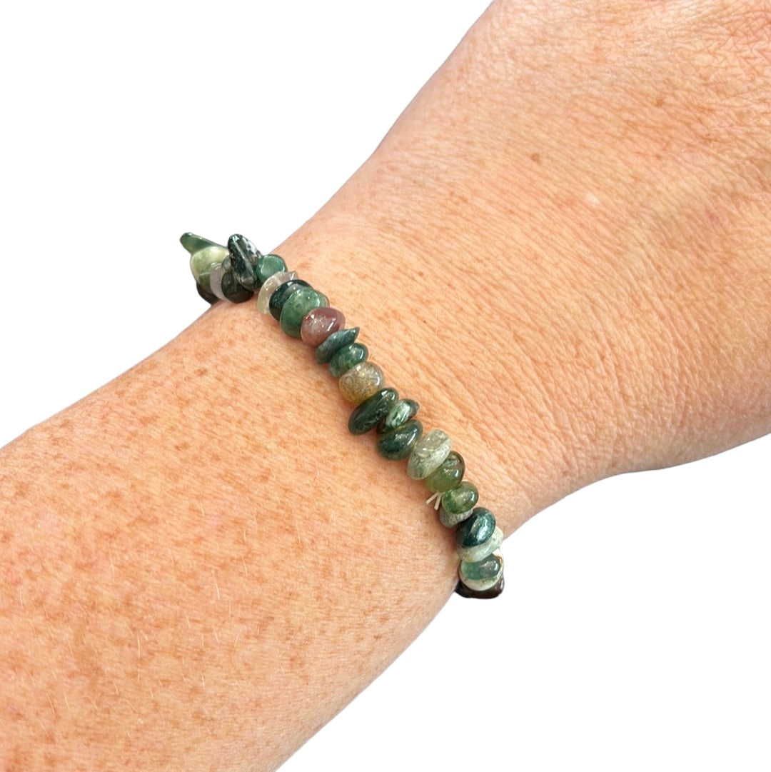 Moss Agate Chip Bracelet