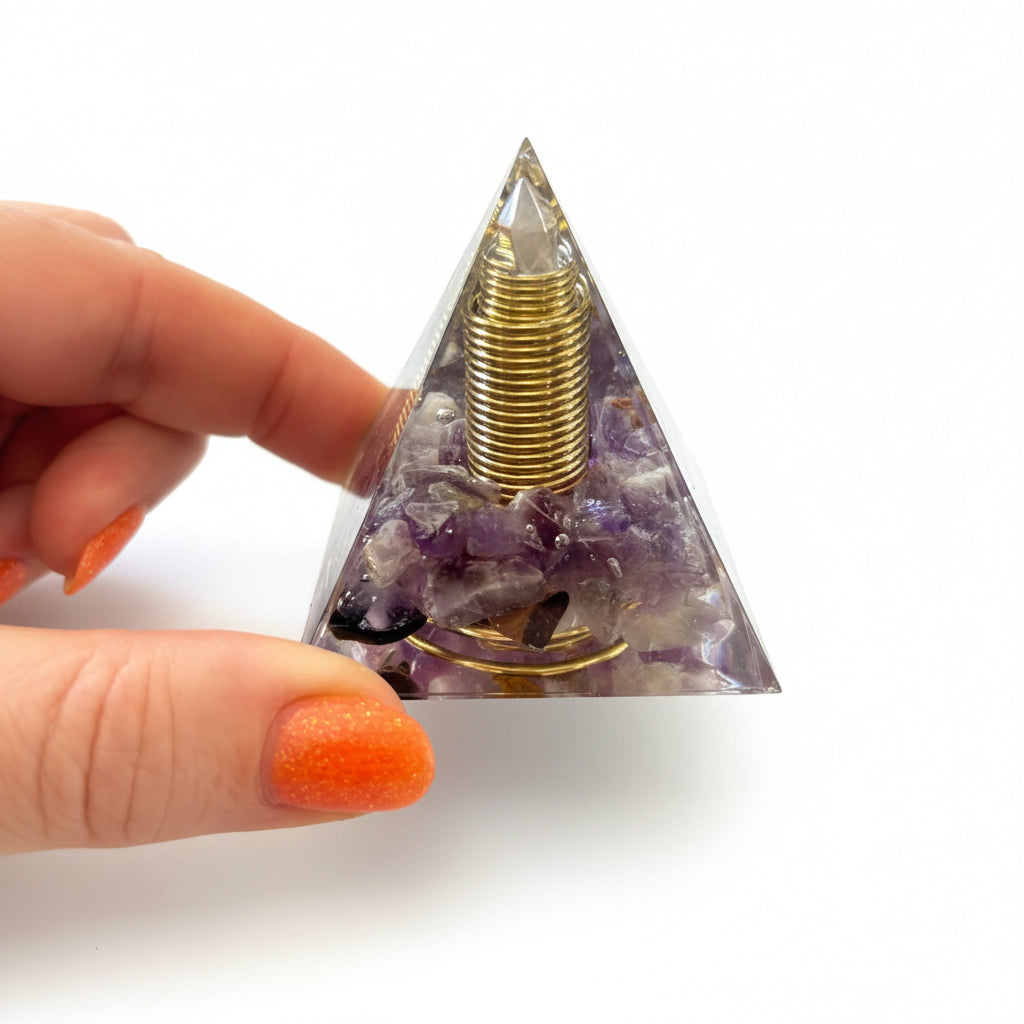 50mm Amethyst Chips with Amethyst DT Resin Pyramid