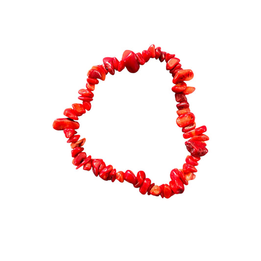 Dyed Red Coral Chip Bracelet