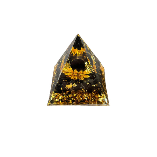 Black Obsidian Gold Flower 4 Pyramid