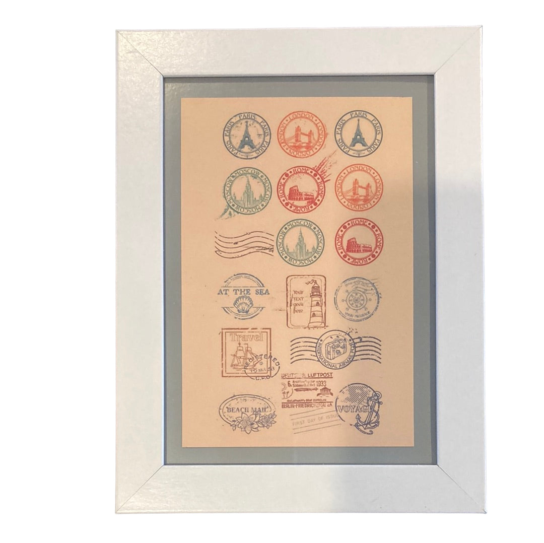 Framed Vintage Art-Stamps