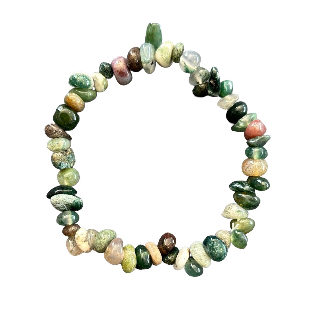 Moss Agate Chip Bracelet