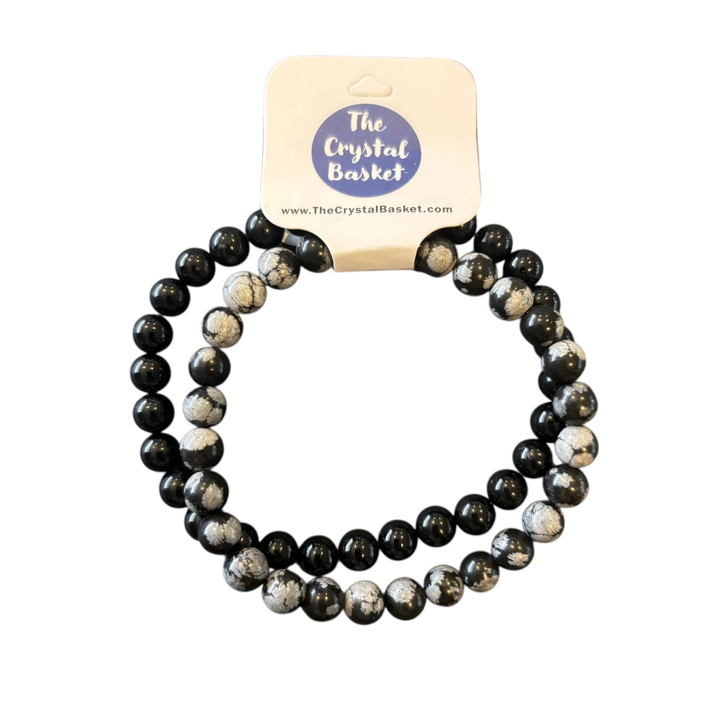 6mm Protection & Grounding Black Tourmaline&Snowflake Obsidian Bracelet Set