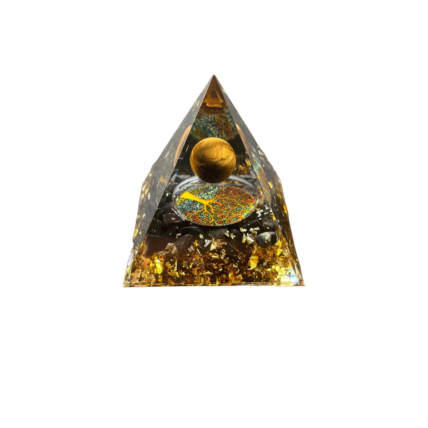 Black Obsidian Tiger Eye Sphere Pyramid