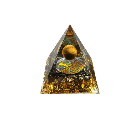 Black Obsidian Tiger Eye Sphere Pyramid