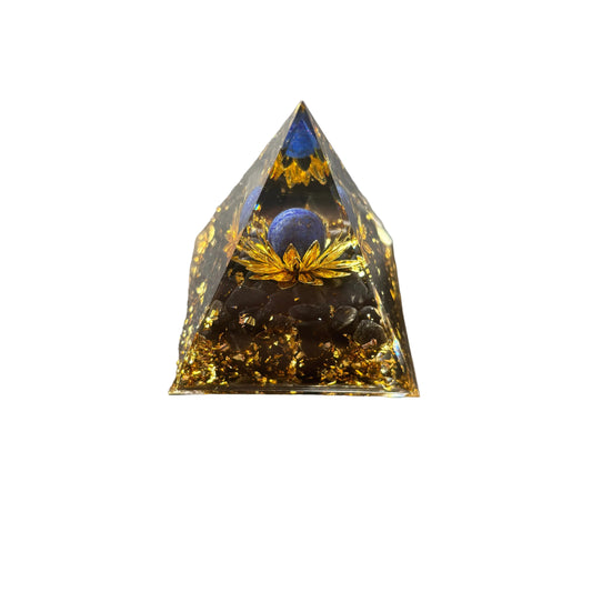 Black Obsidian Gold Flower Lapis Sphere Pyramid
