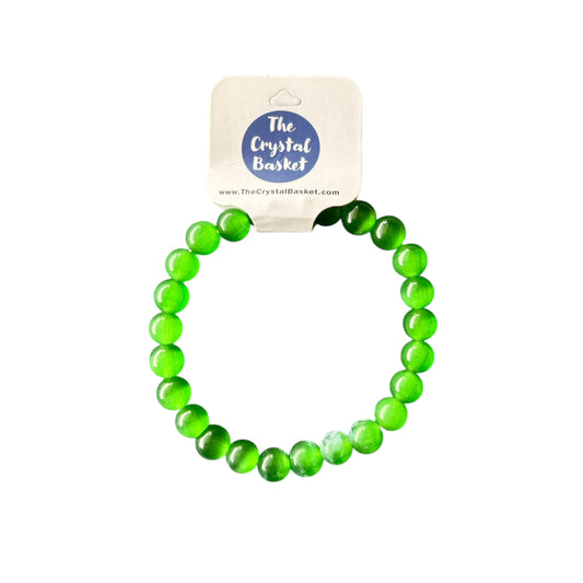 8mm Green Cats Eye Bracelet