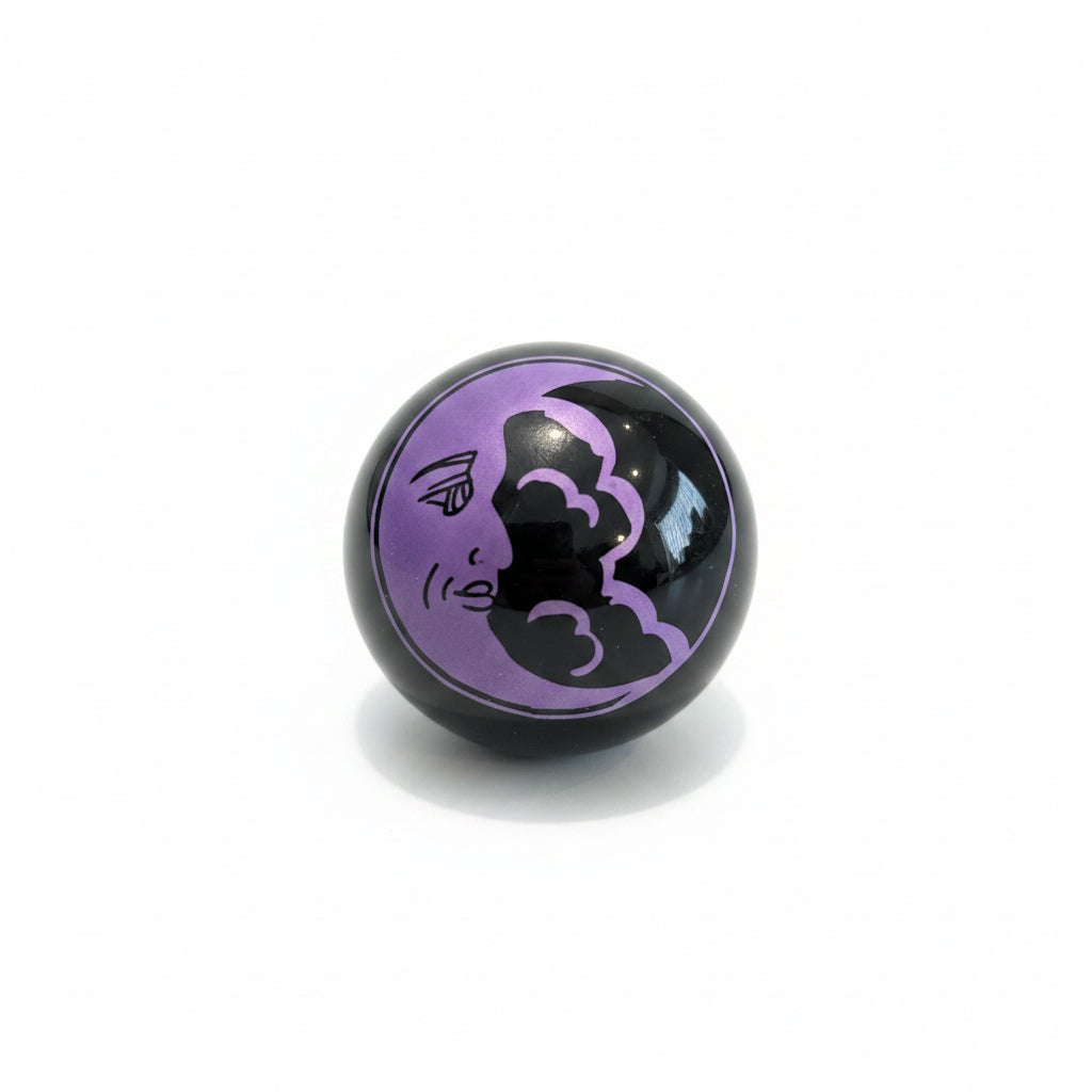 48mm Black Obsidian Purple Moon & Cloud Sphere