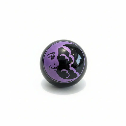 48mm Black Obsidian Purple Moon & Cloud Sphere